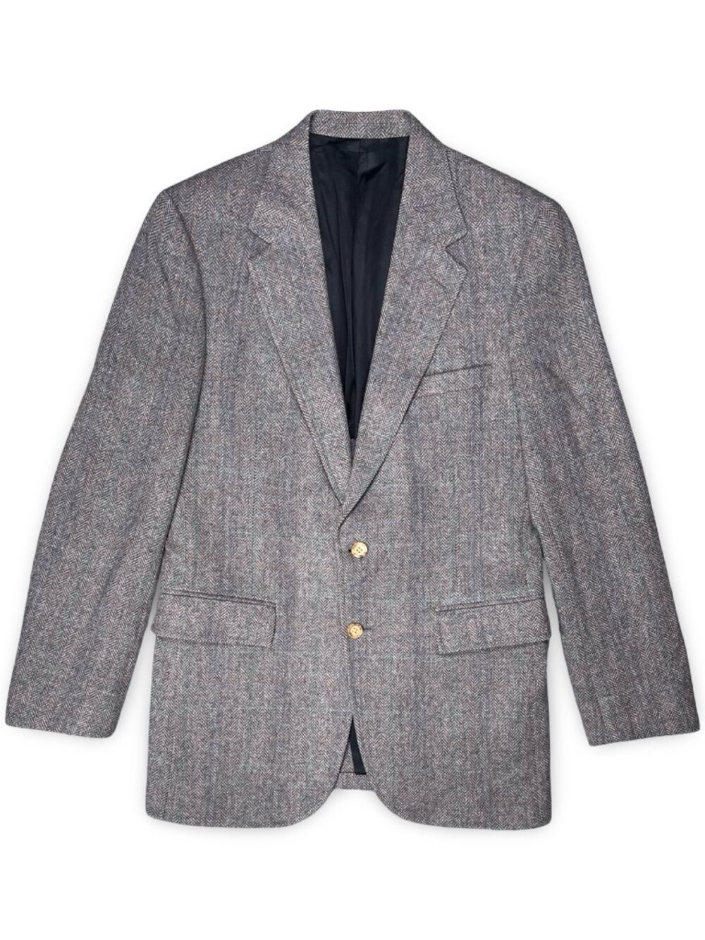 Vintage 80s Evan Picone Wool Blazer Jacket Herringbone Tweed Filenes 40L